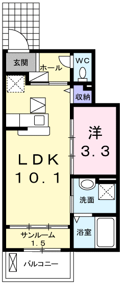 アクア・クレメント壱番館(1LDK/1階)の間取り写真
