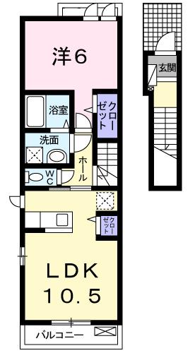 HEART 未来(1LDK/2階)の間取り写真