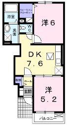 カルム・アルモニー・KⅡ(2DK/1階)の間取り写真