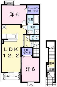 プラシードカーサⅡ(2LDK/2階)の間取り写真