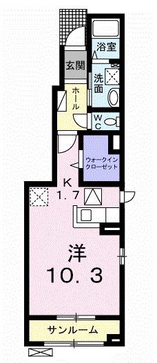 アクア・クレメント六番館(ワンルーム/1階)の間取り写真