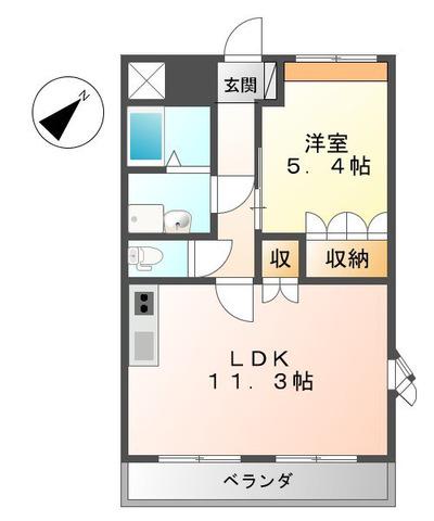 T・Yハイツ二号(1LDK/2階)の間取り写真