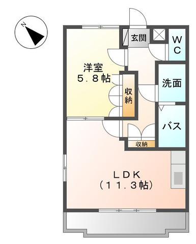 ヴィーヴル 弐番館(1LDK/1階)の間取り写真