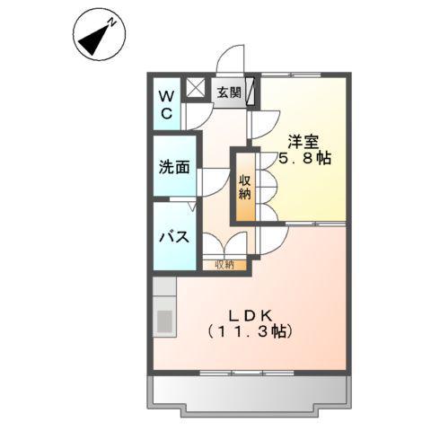 ヴィーヴル 弐番館(1LDK/1階)の間取り写真