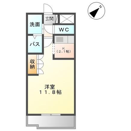 チャーム ツインズ弐番館(1K/2階)の間取り写真