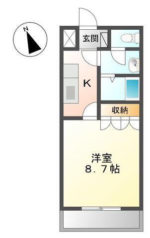 アヴェニール弐番館(1K/2階)の間取り写真