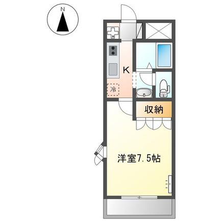 カーサフォンテーヌ(1K/2階)の間取り写真