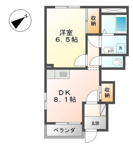 サンコートひうちA棟(1DK/1階)の間取り写真