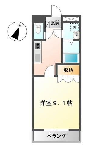 ピアコート(1K/2階)の間取り写真