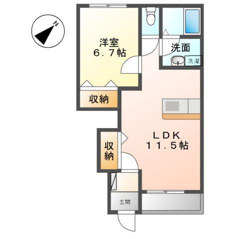 トリニティー(1LDK/1階)の間取り写真