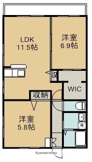 ウィズハイム駅前東A/B(2LDK/2階)の間取り写真