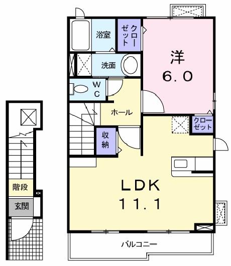 ストレイトサーパス(1LDK/2階)の間取り写真