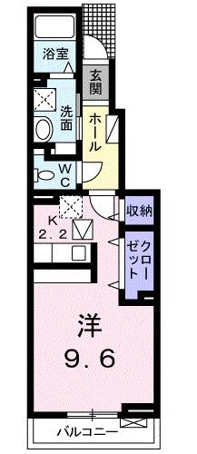 エスペランサ弁財天(ワンルーム/1階)の間取り写真
