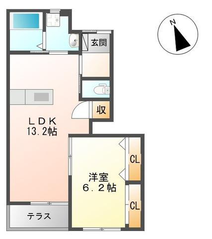 サンリバーⅡ(1LDK/1階)の間取り写真