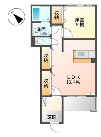 アソシカーサA(1LDK/1階)の間取り写真