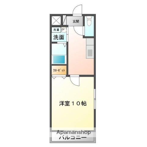 マリベール・ウイング(1K/1階)の間取り写真