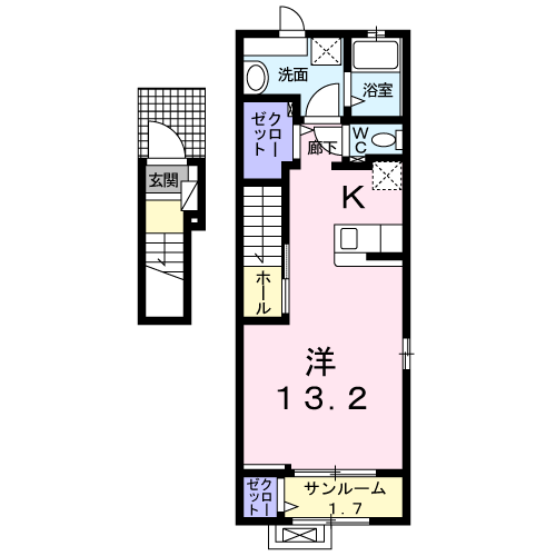 サリーレ・K Ⅳ(ワンルーム/2階)の間取り写真