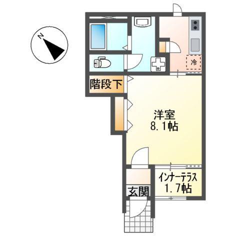 ヴォラーレ(1K/1階)の間取り写真