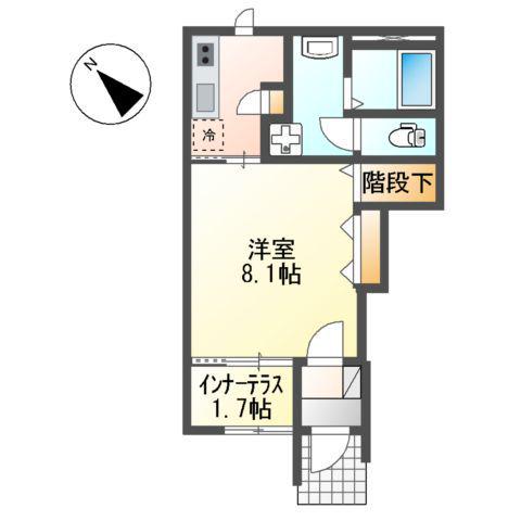 ヴォラーレ(1K/1階)の間取り写真