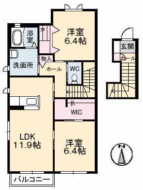 メゾンSOWACA B棟(2LDK/2階)の間取り写真