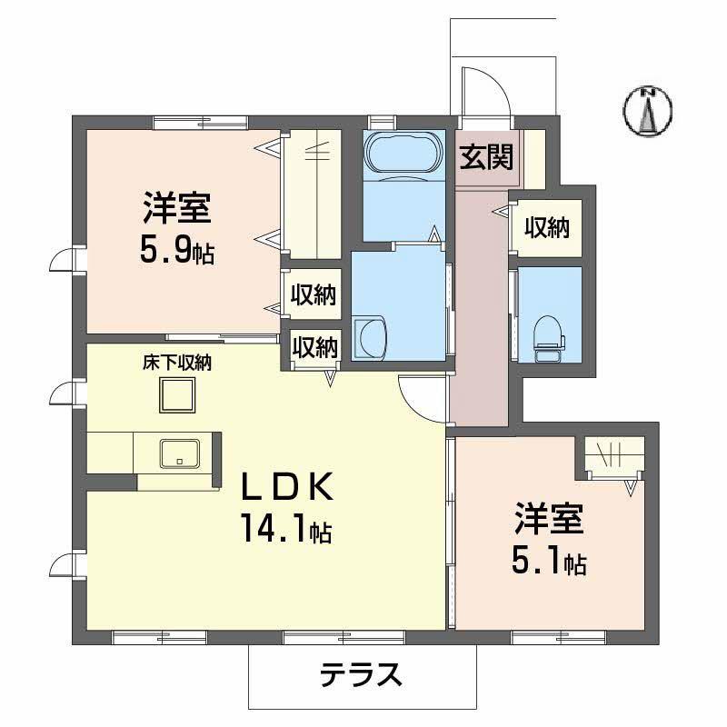 SIN嶋山ーⅡ(2LDK/1階)の間取り写真