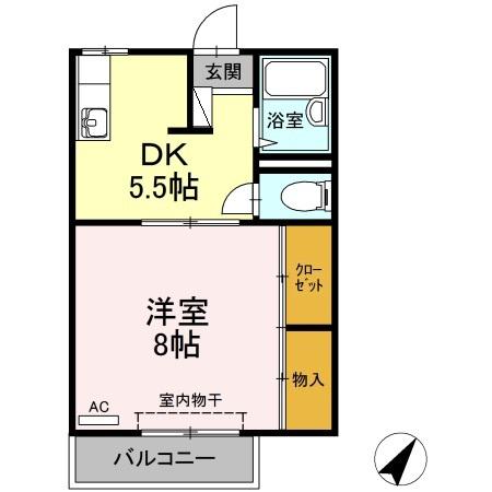 ハイム スバル(1DK/2階)の間取り写真