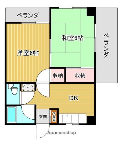 神拝甲マンション(2DK/3階)の間取り写真