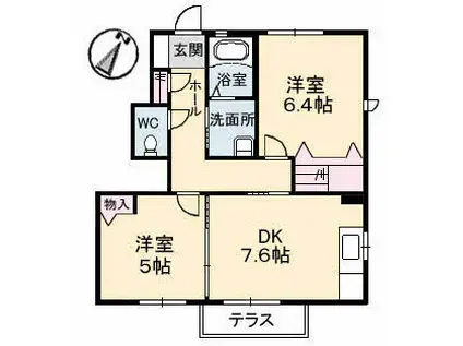 シャーメゾン・ボナール(2DK/1階)の間取り写真