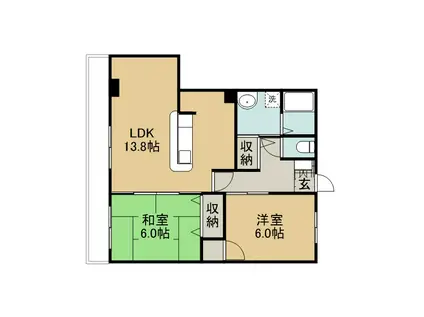 フィネス河南(2LDK/1階)の間取り写真