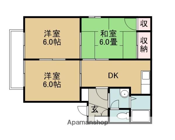 カーサ近藤 Ⅱ(3DK/2階)の間取り写真