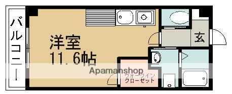 ヤサカガーデン姫坂(1K/1階)の間取り写真