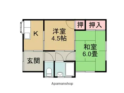 予讃線 今治駅 徒歩9分 1階建 築55年(2K)の間取り写真