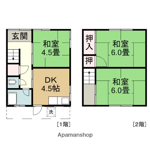 予讃線 伊予富田駅 徒歩31分 2階建 築42年(3DK)の間取り写真