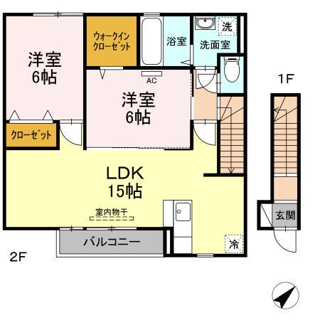セジュール桜井A棟(2LDK/2階)の間取り写真