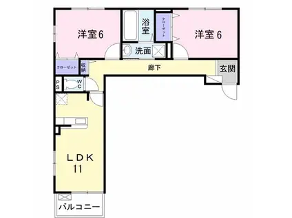 フォレストビュー Ⅱ(2LDK/2階)の間取り写真