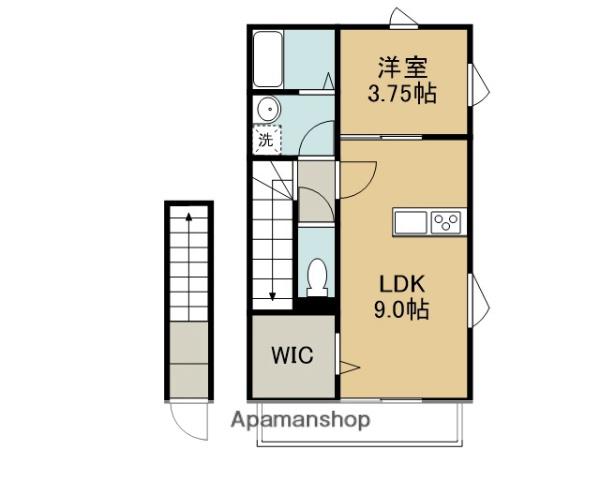 CASAPACIFCAHIYOSHIウエスト(1LDK/2階)の間取り写真