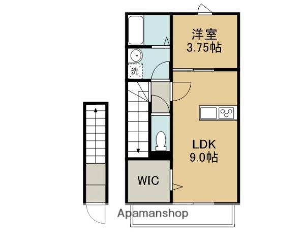 CASAPACIFCAHIYOSHIウエスト(1LDK/2階)の間取り写真