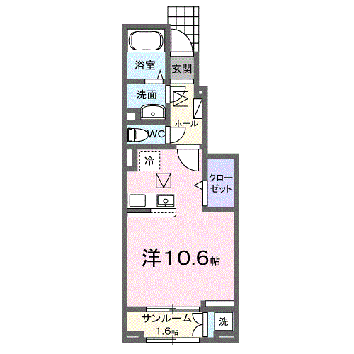 プレフェリート・Ⅴ(ワンルーム/1階)の間取り写真