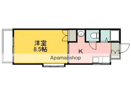 松山マンション(1K/3階)の間取り写真