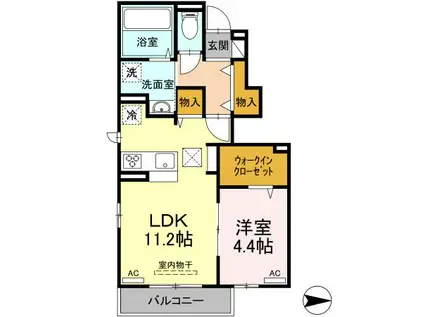 メゾンドゥ　フルール(1LDK/1階)の間取り写真