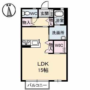 ドミールT・I(ワンルーム/1階)の間取り写真