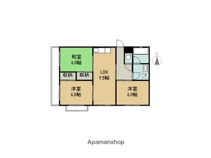 ハイツ石川(3LDK/2階)の間取り写真