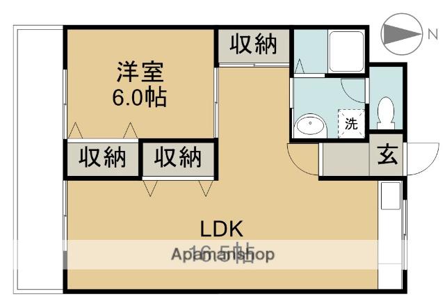 藤原マンション中之庄(1LDK/2階)の間取り写真