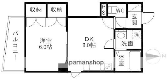 パラツォ興陽(1DK/3階)の間取り写真
