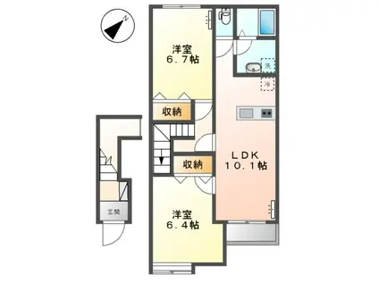 プラシード(2LDK/2階)の間取り写真