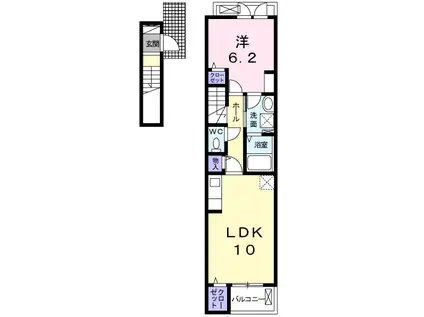 マンテンハウス(1LDK/2階)の間取り写真