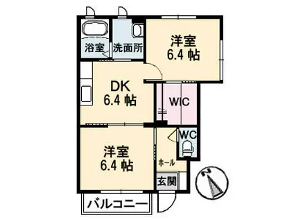 シャーメゾン天生津(2DK/1階)の間取り写真
