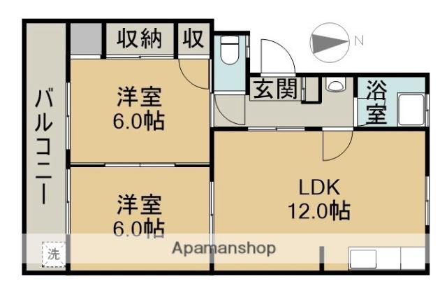 桜ヶ丘マンション(2LDK/2階)の間取り写真