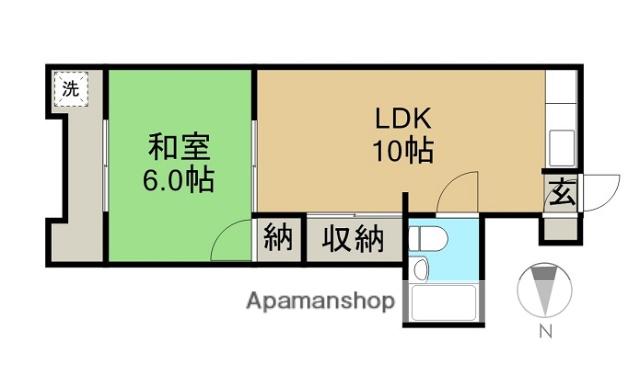 広栄マンションⅥ(1LDK/2階)の間取り写真