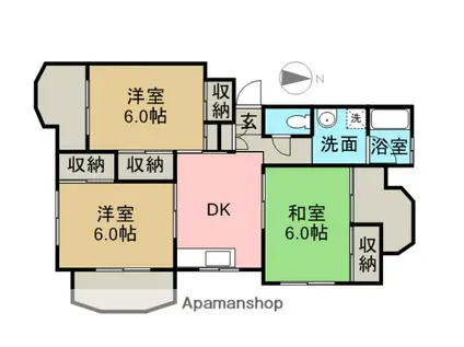 神野マンション(3DK/3階)の間取り写真